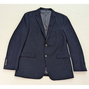 James Campbell Men's Blazer Jacket Sport Coat Size L Navy Blue Stretch Knit